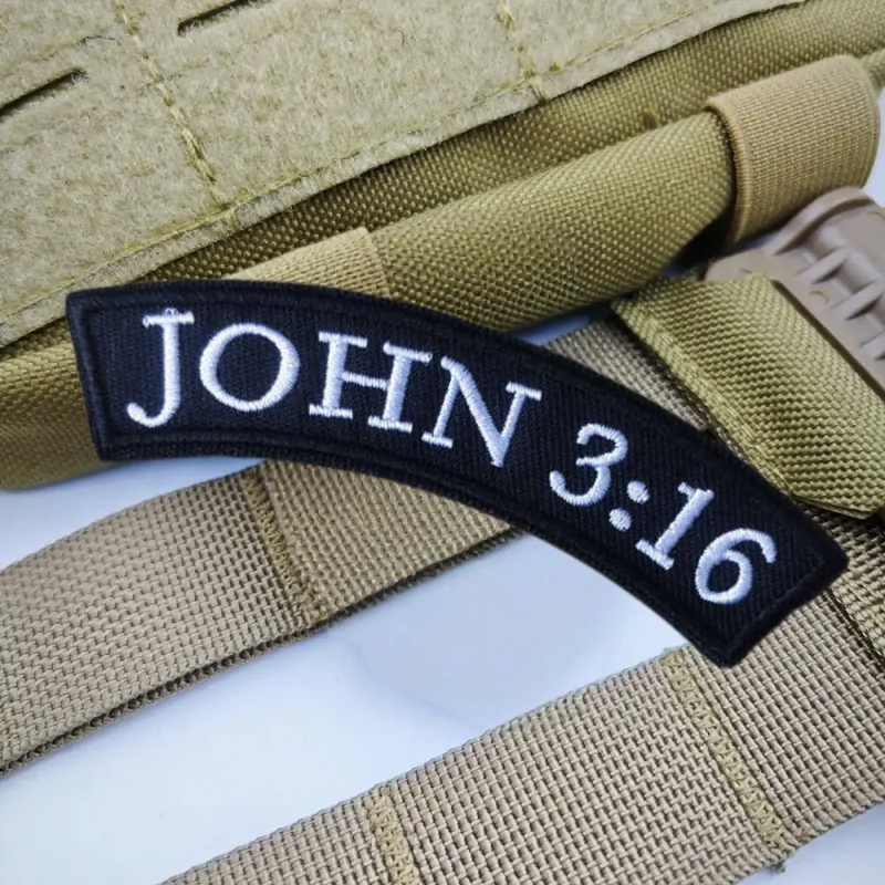 Parche bordado JOHN 3:16 de Jesús, chaleco táctico, insignia de moral con gancho y bucle, pegatinas decorativas para mochila, parches para brazalete para ropa - imagen 4