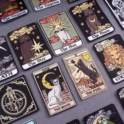 Parches bordados gato para ropa - Tarot DIY con velcro rayas mochila