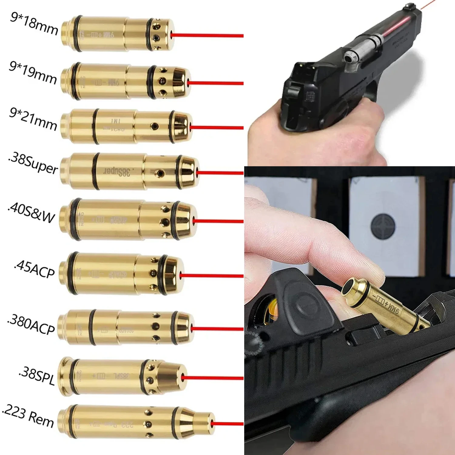 9mm/9*19mm/.38SPL/.223Rem/.380ACP/.40S y W cubierta de interruptor de cartucho de entrenador láser entrenamiento láser cubierta de culata de bala interruptor trasero - imagen 2