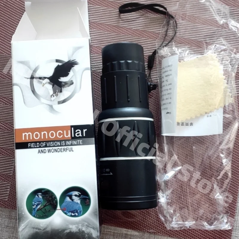 Telescopio monocular de película verde de alta definición para exteriores 16x52, telescopio de concierto de senderismo con poca luz y alcance HD