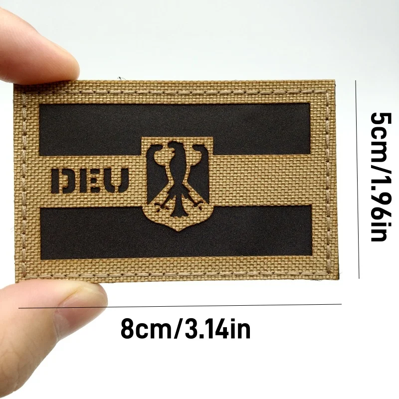 1 unidad de insignia con aplique de bandera DEU reflectante IR, insignias reflectantes alemanas para hombres, regalo perfecto para bolsas tácticas, sombreros, Etc. - imagen 3