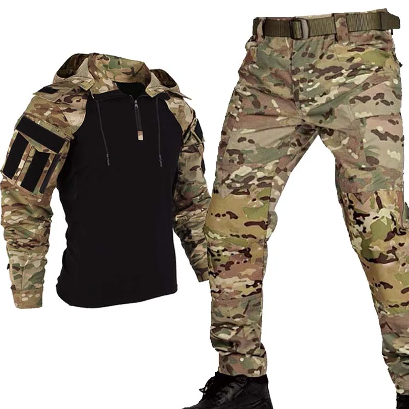 Uniforme de camuflaje, trajes tácticos, pantalones Cargo, ropa para hombre, conjunto, camisas de combate, Softair Airsoft Paintball, conjunto militar para hombre resistente al desgaste