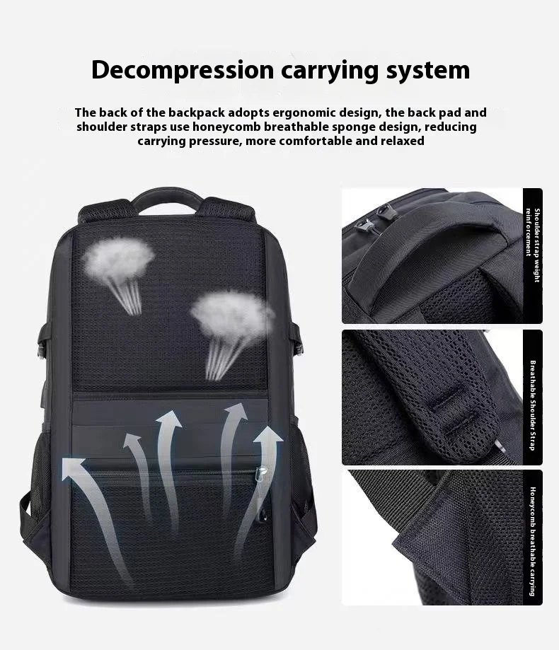 Mochila moderna para ordenador portátil con textura de cuero y conector para auriculares para viajes de negocios y bolso informal para estudiantes - imagen 5