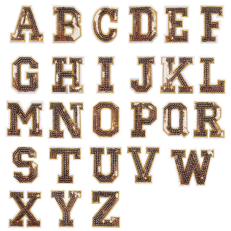 Nuevo 26 unids/lote moda A-Z lentejuelas parche bordado con letras en inglés ortografía libre parches para planchar para ropa sombrero Shose coser DIY - imagen 4
