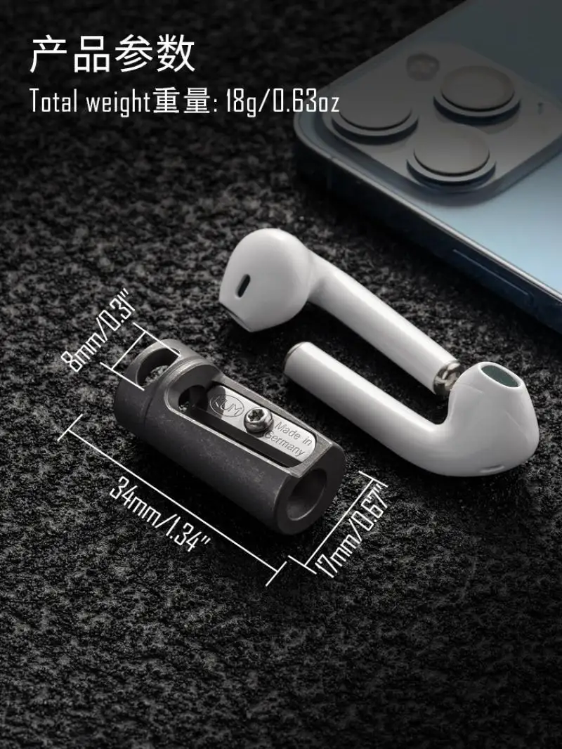 Mini Sacapuntas de mano de titanio EDC, llavero portátil, colgante - imagen 4