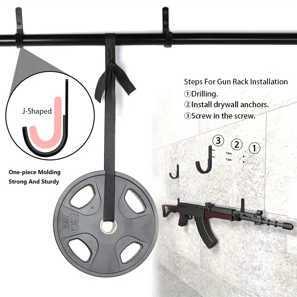 Estante para pistola, almacenamiento para Rifles, ganchos para escopeta, colgadores de montaje en pared para cualquier Rifle, escopetas, arco de tiro con arco con acolchado suave y pesado - imagen 5