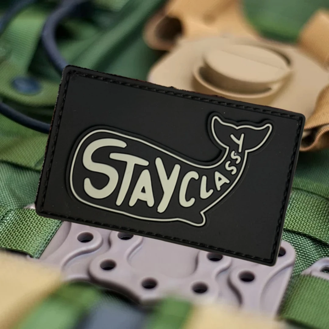 Parches de gancho y bucle de PVC 3D de ballena "Stay Classy" para ropa, insignia de moral táctica, brazalete militar, mochila, apliques adhesivos - imagen 4