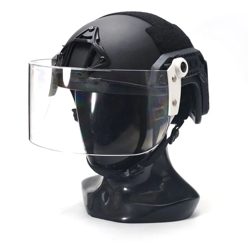 Casco táctico rápido MICH AF, lente de parabrisas duradera Vintage, riel guía, máscara conectada, lente protectora facial CS - imagen 4