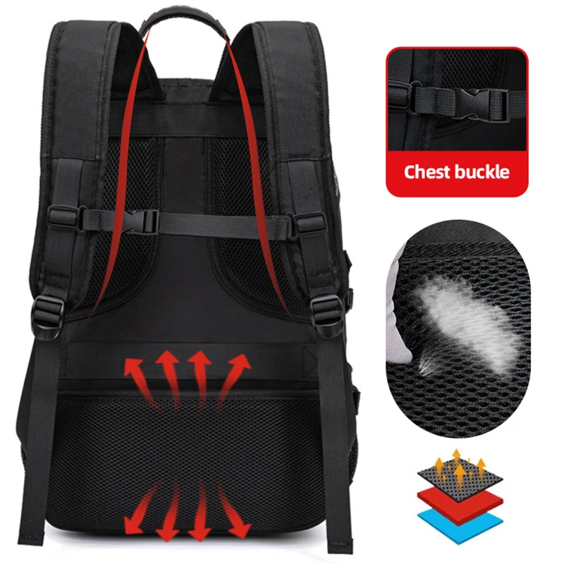 Mochila de viaje para montañismo, bolsa de senderismo para acampar al aire libre con compartimento para zapatos separado, mochila de almacenamiento impermeable, 50/80L - imagen 5