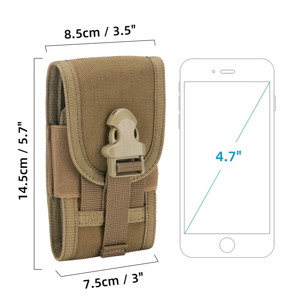 Bolsa táctica Molle para exteriores, riñonera de 4,7 pulgadas, funda para teléfono con hebilla EDC, bolsa de ciclismo para iPhone y Samsung - imagen 2