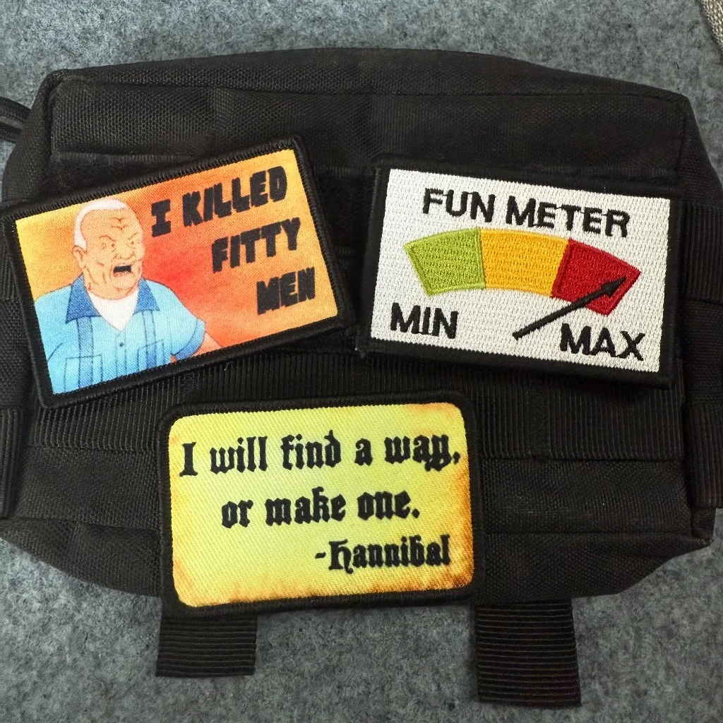 Parche bordado de medidor divertido, brazalete militar táctico con estampado de insignia de moral de anciano, parche de gancho y bucle para ropa