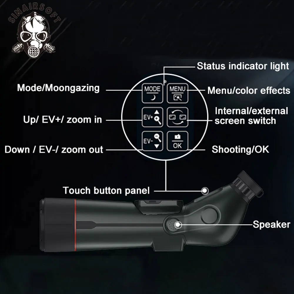 Cámara telescópica astronómica SPX5-80 4K UHD 350X 30MP telescopio astronómico a prueba de agua para uso diurno y nocturno con botón táctil - imagen 3