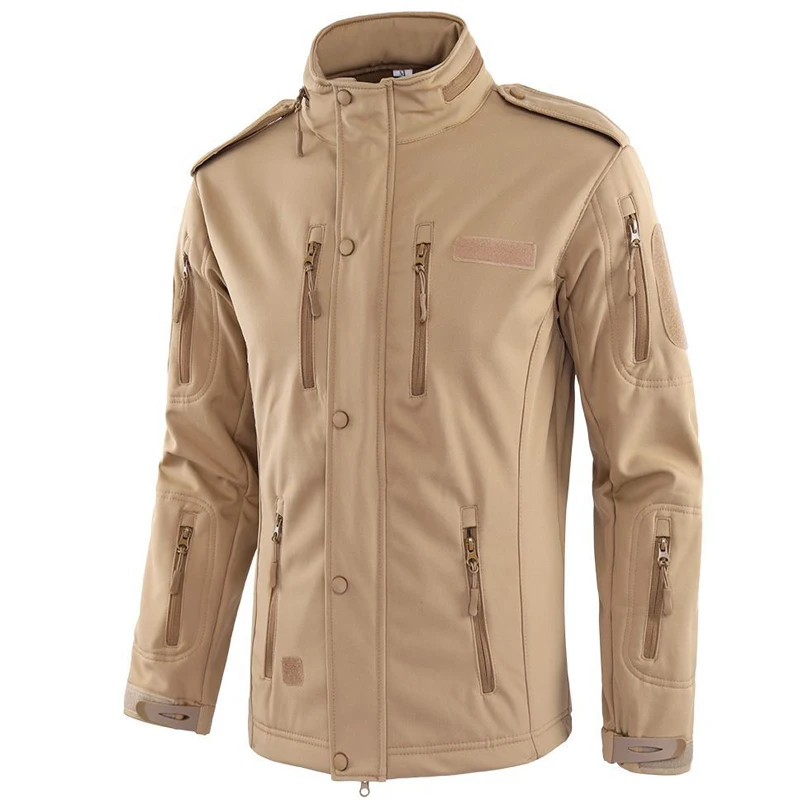 Chaqueta táctica militar de piel de tiburón para hombre, abrigo de carga impermeable con múltiples bolsillos, chaqueta Bomber con capucha - imagen 2