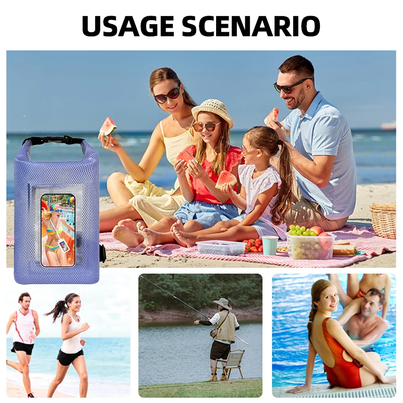 Bolsa impermeable para deportes al aire libre, 2L, 5L, natación, playa, buceo, senderismo, juegos acuáticos plegables, mochila enrollable, bolsas de kayak para Rafting en seco - imagen 3
