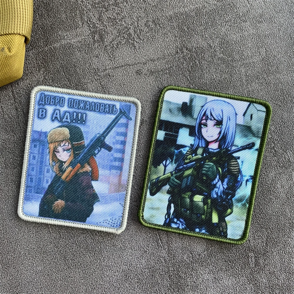 I'm Here for The Violence moral insignia, Parche de Anime, cheurón ruso, chica linda, emblema militar, pegatina impresa en mochila - imagen 3