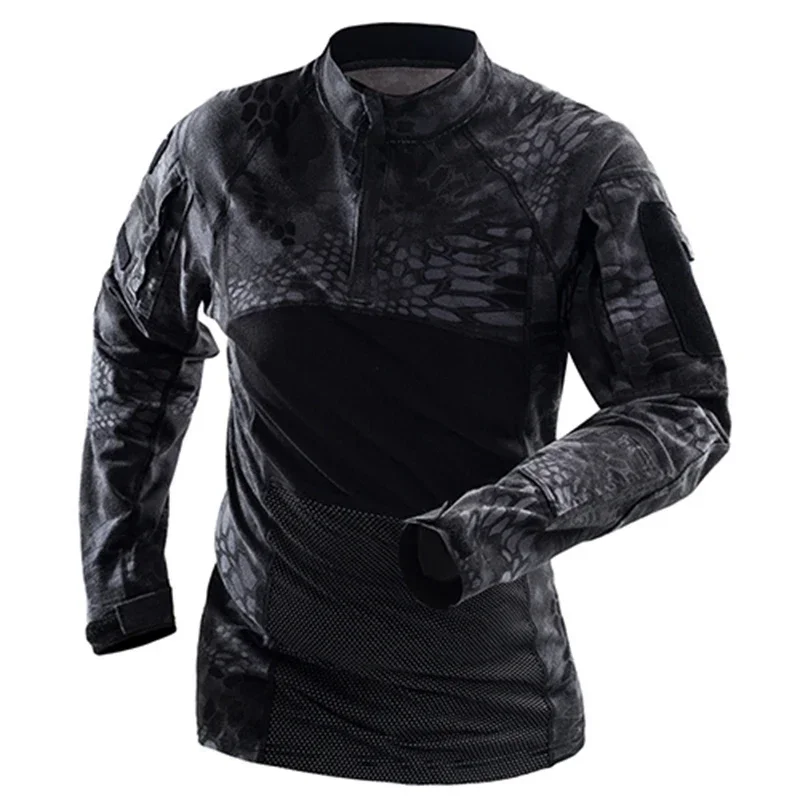 Camiseta táctica de camuflaje para hombre, camisa de manga larga de algodón, transpirable, para senderismo, Rana, entrenamiento, S-3XL - imagen 4