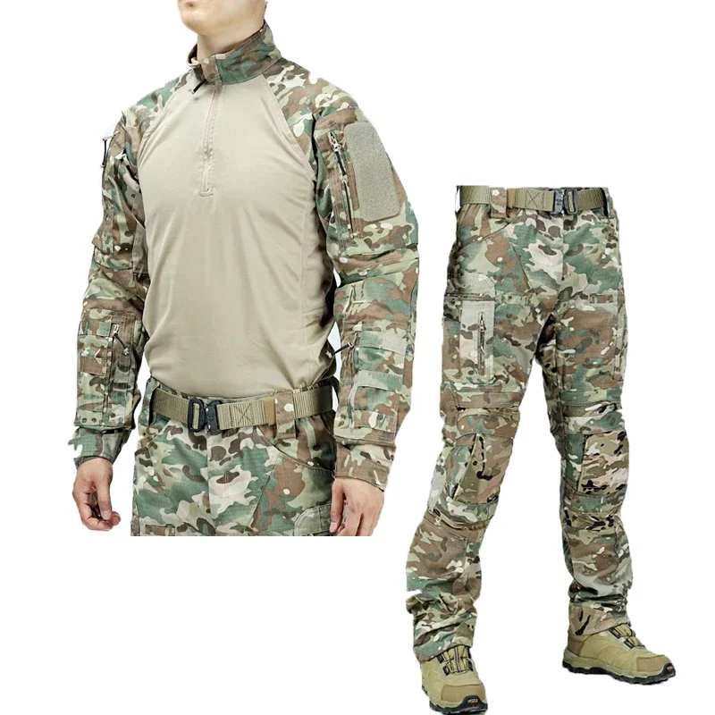 Conjunto táctico de 2 piezas P40 para hombre, resistente al desgaste, impermeable, caza, senderismo, manga larga, pantalones Cargo con múltiples bolsillos 3D, talla S-3XL - imagen 2