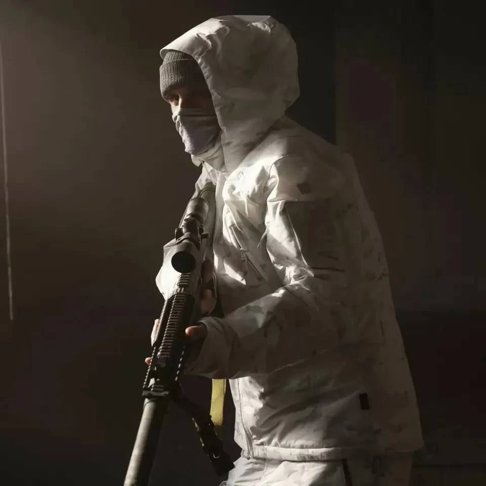 Chaqueta táctica de algodón camuflaje para nieve invierno engrosado a prueba de viento resistente a salpicaduras pantalones de abrigo resistentes para clima frío - imagen 2