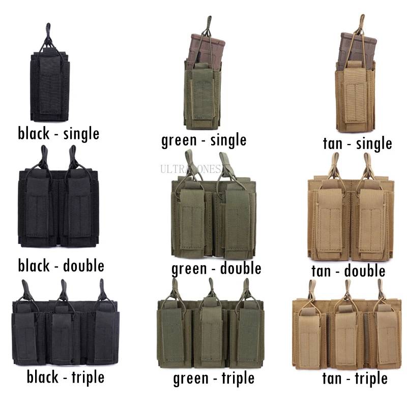 Bolsas para revistas M4 M14 M16 AK AR, bolsa táctica Molle individual, doble capa, soporte para cartuchos CS de caza - imagen 4
