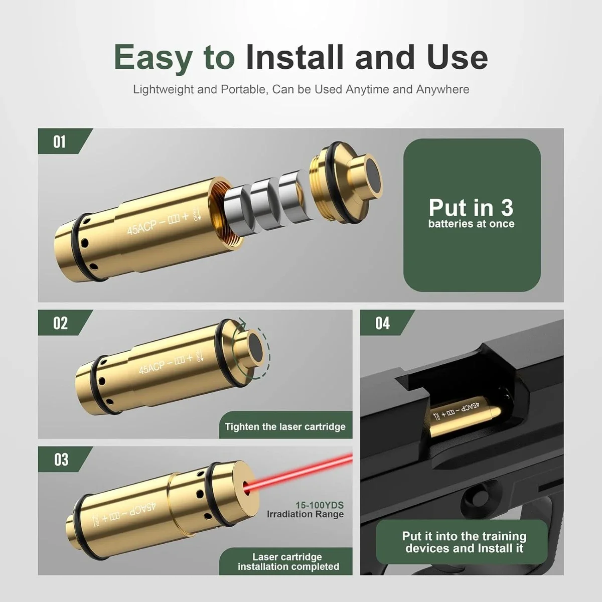 Cartucho láser 12GA 9mm fuego seco 9x19mm/7,62x39/380ACP/223Rem para practicar entrenamiento láser cartucho de entrenador de balas vista de orificio - imagen 5