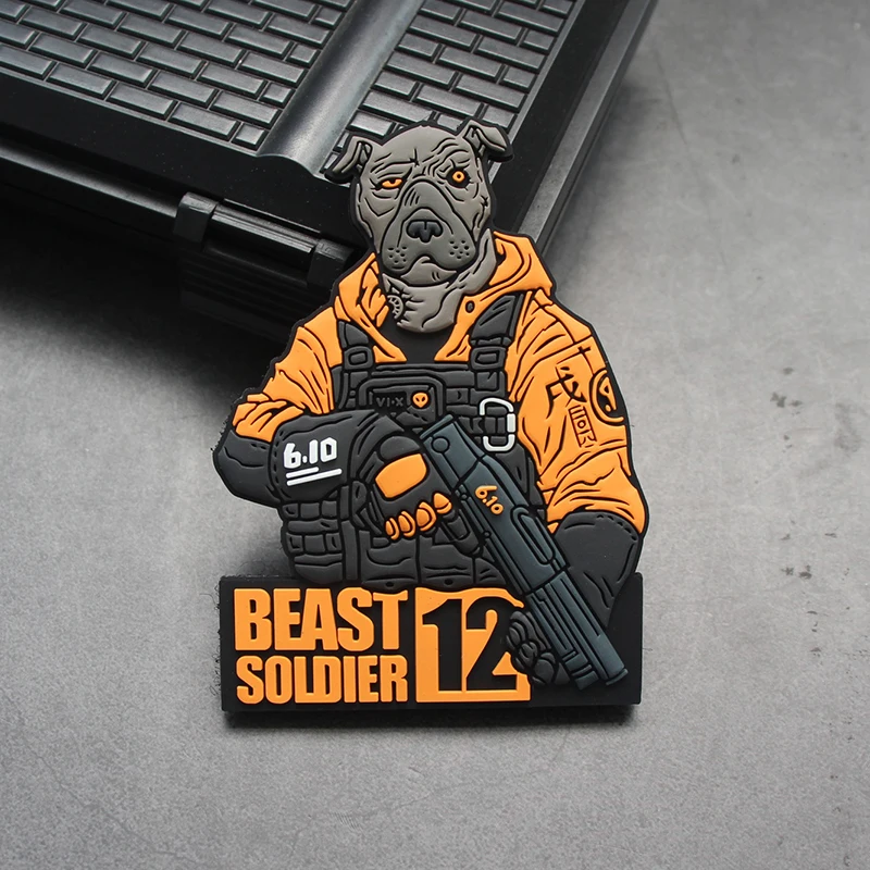 Parche de PVC 3D del zodiaco para decoración de bolsas de ropa, insignia táctica para armas, perro, dragón, conejo, ganado, Tigre, bestia, soldado, 12 - imagen 2