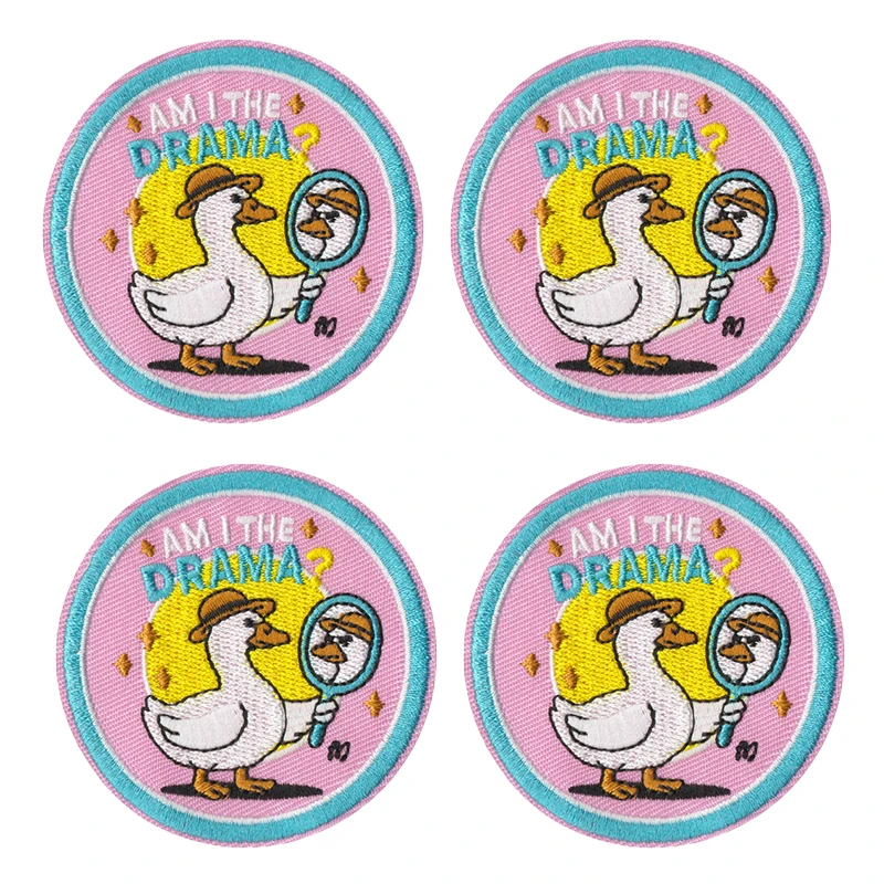 10 Uds parches de dibujos animados letra rosa/cráneo fantasma parche bordado hierro en parches para ropa Ccartoon Animal pato ganso parche - imagen 2