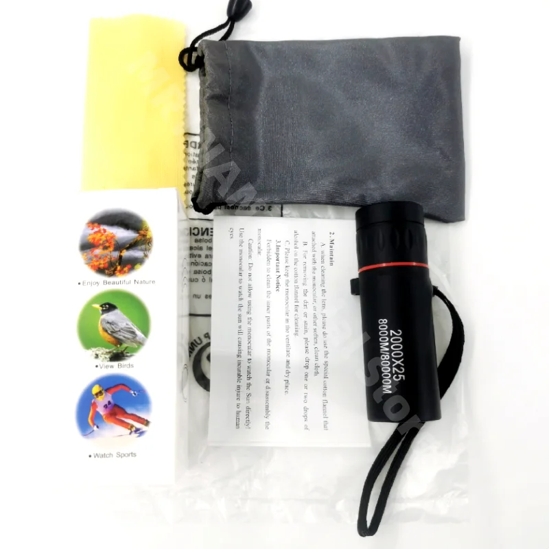 Telescopio Monocular portátil para teléfono móvil, minitelescopio HD de 2000x25 con soporte para acampar al aire libre, caza y observación de aves - imagen 3