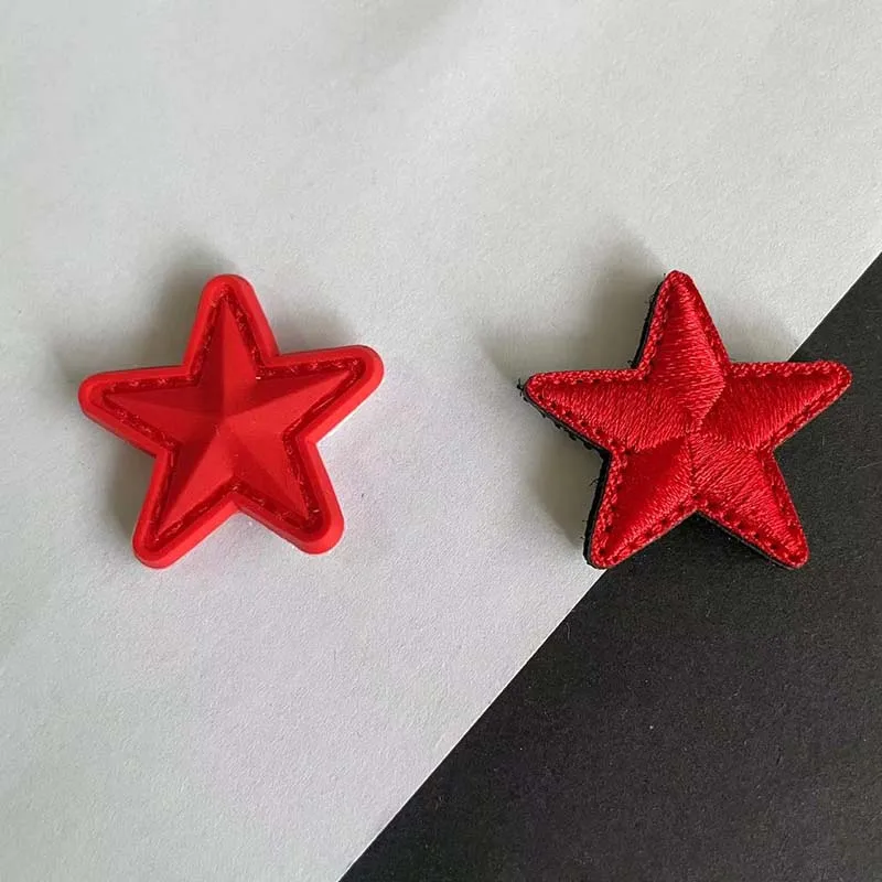 Parches de gancho de estrella pequeña de goma de PVC, pegatinas militares en mochila, apliques de ropa de estrellas, parche bordado de gancho y bucle, 3x3CM - imagen 3