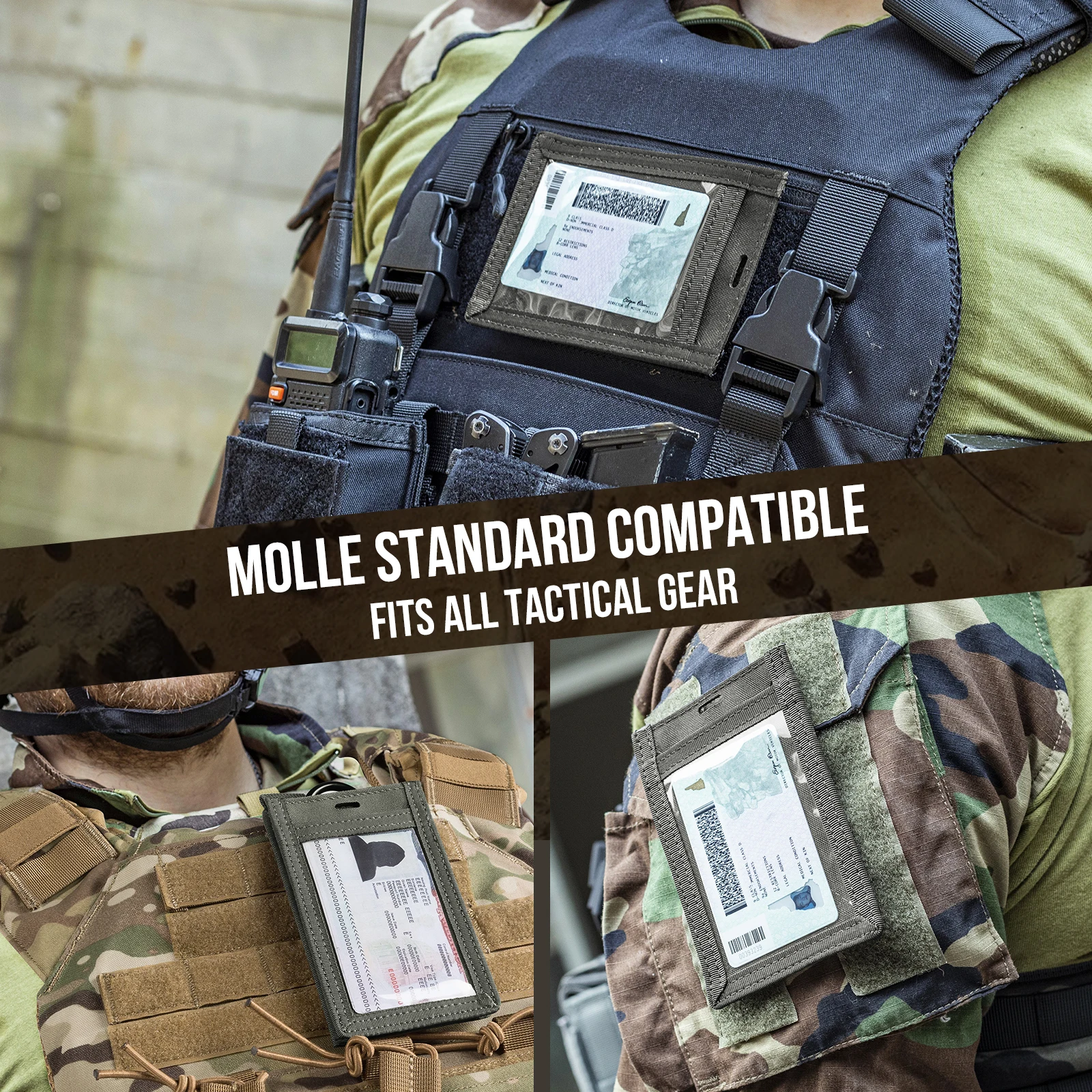 ONETIGRIS-soporte de identificación MOLLE para caza al aire libre, bolsa táctica, organizador de carpetas de archivos, bolsa militar dos en uno con colgante en el pecho - imagen 3