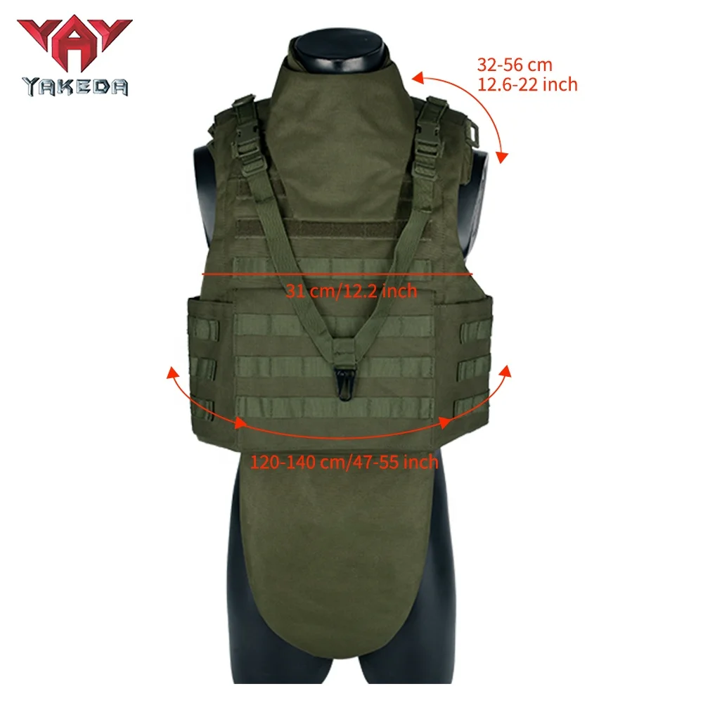 YAKEDA-Chaleco táctico de protección MOLLE verde, Chaleco táctico con cuello y entrepierna - imagen 2