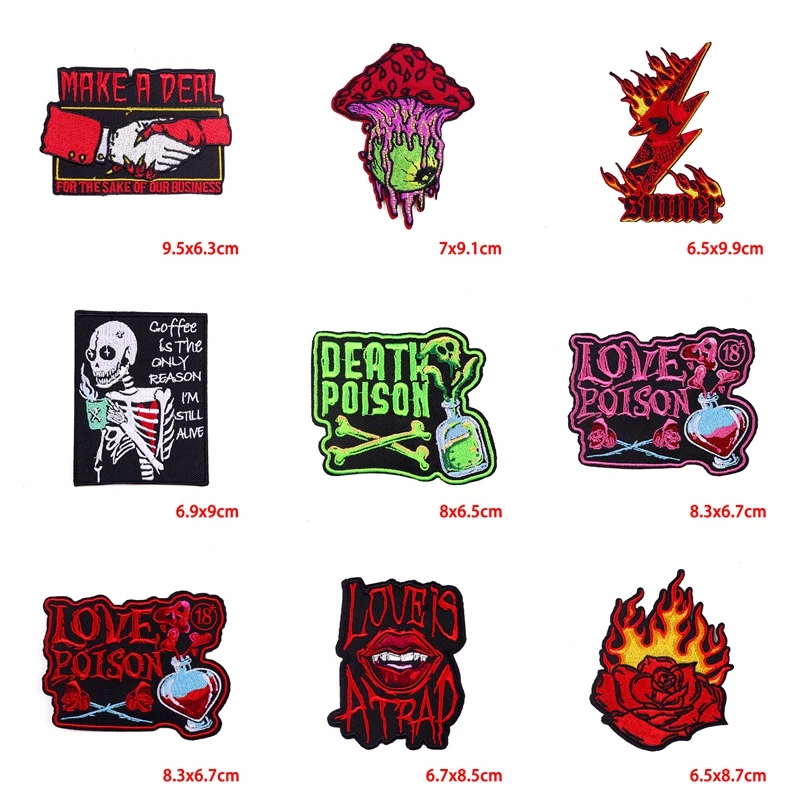 Parche termoadhesivo bordado calavera punk terror para chaquetas - imagen 4
