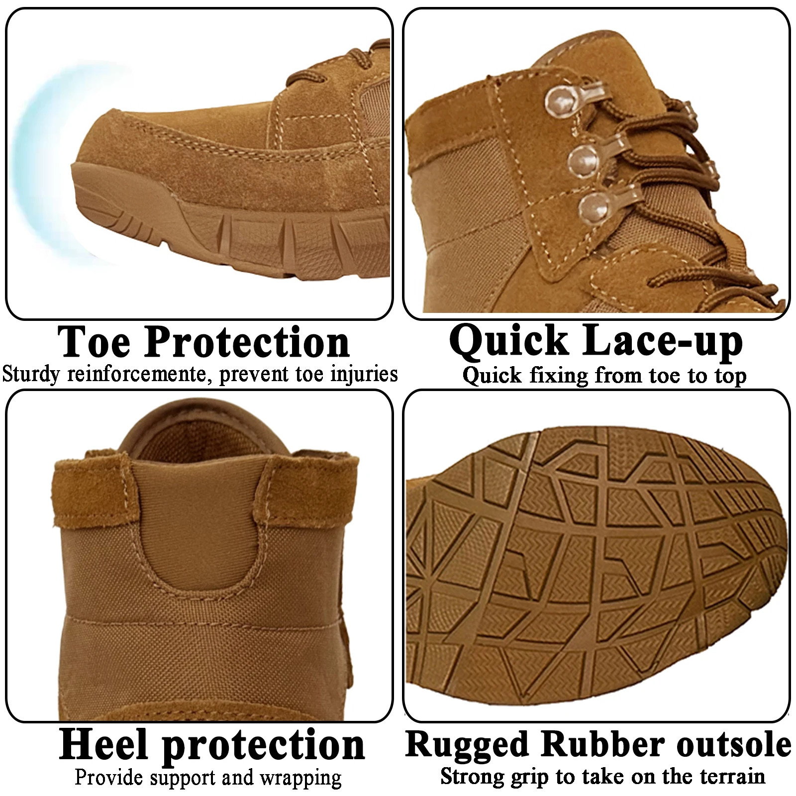 LAHORS ® Botas tácticas ligeras de 6 pulgadas para hombre con cremallera entrenamiento de combate con cordones impermeables para senderismo al aire libre zapatos tobilleros transpirables - imagen 4
