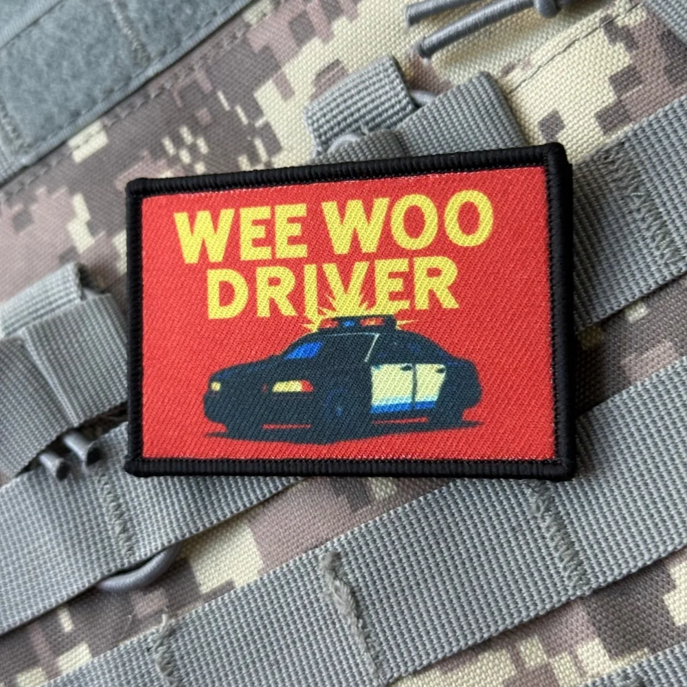 Parche WEE WOO DRWER, insignia de moral táctica, parches impresos con gancho para ropa, mochila del ejército militar, pegatina con apliques personalizados - imagen 4