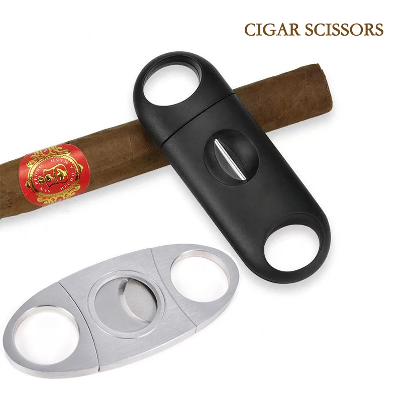 Cortador de cigarros portátil de tamaño bolsillo, tijeras de cigarro cepilladas de acero inoxidable y Material plástico, guillotina - imagen 3