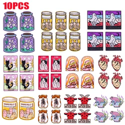 10 Uds. Parches bordados de gato botella, parches para planchar para ropa, parches termoadhesivos, parche bordado de rana Animal de dibujos animados