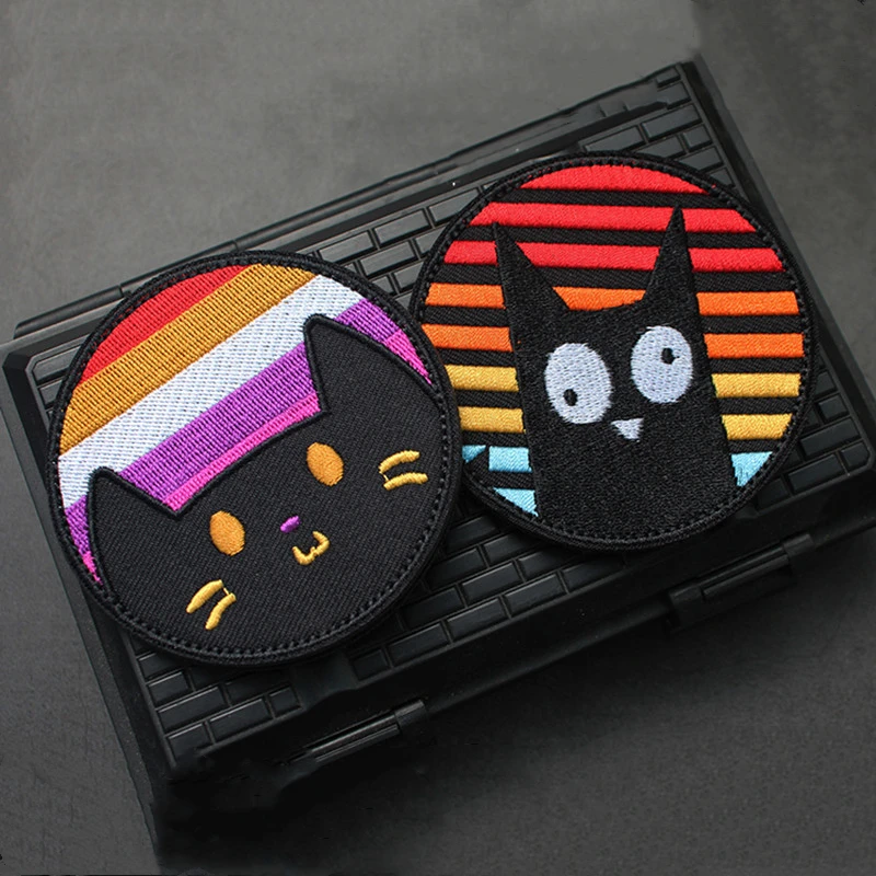 Parche bordado de gato arcoíris EW PEOPLE I Do What I Want, insignia táctica, apliques DIY, brazalete para decoración de bolsas de ropa - imagen 2