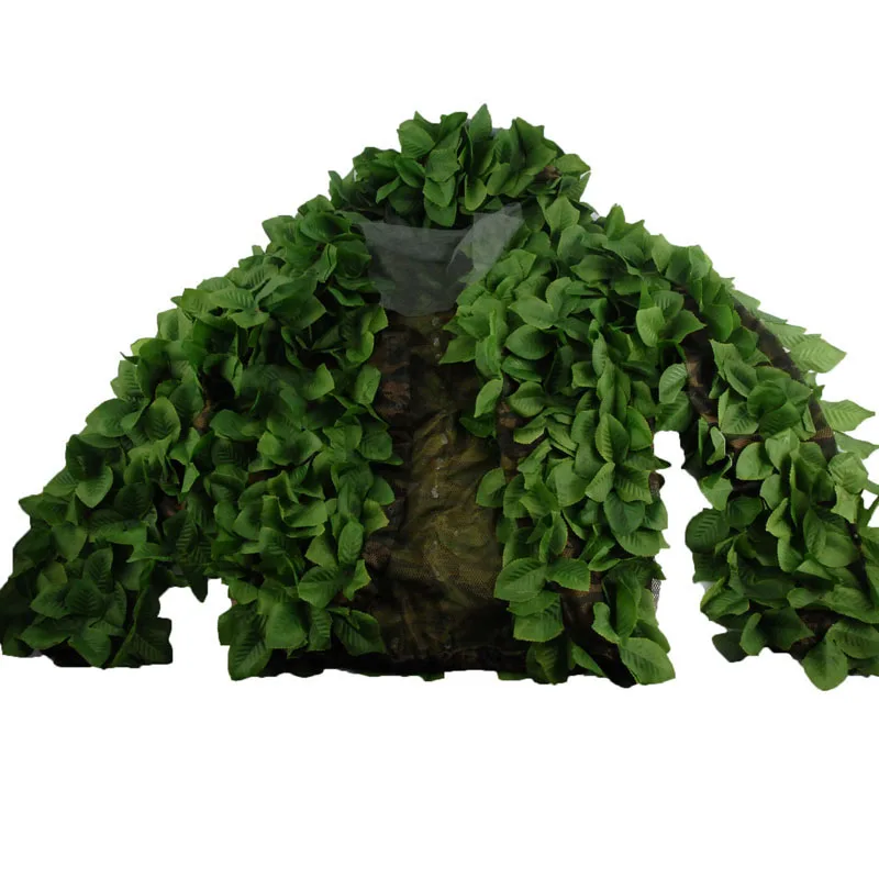 Traje de hojas verdes de camuflaje biónico con flores adhesivas, traje Ghillie para caza y pesca, ropa de combate táctica CS resistente al desgaste - imagen 4