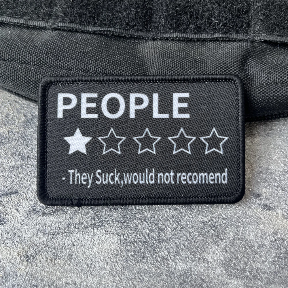 Parche sarcástico de revisión de personas, moral táctica, brazalete del ejército militar, parches de gancho y bucle impresos para ropa, pegatina para mochila - imagen 4