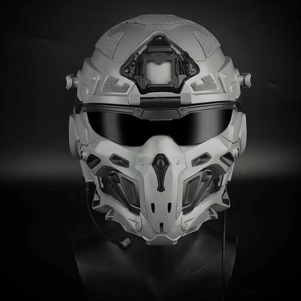 Casco de asalto táctico con auriculares incorporados, ventilador antiniebla, máscara, micrófono - imagen 3