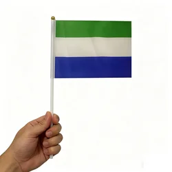 Bandera de mano Sierra Leona poliéster con asta de plástico