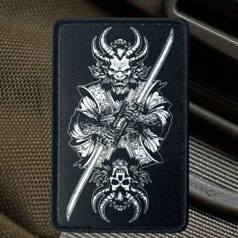 Parche con estampado de demonio de doble cara, insignia de moral con gancho y bucle táctico, pegatinas decorativas para mochila, parches para brazalete para ropa - imagen 5