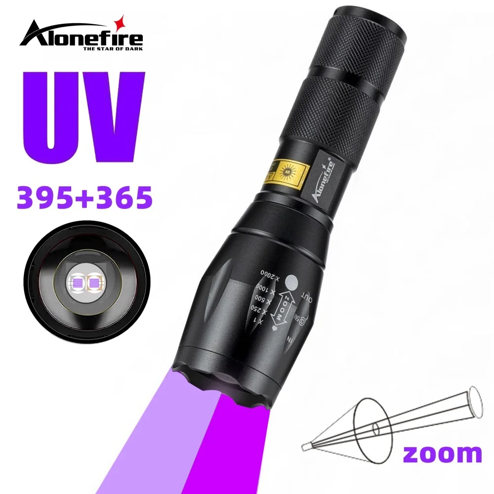 Linterna UV con Zoom 2 en 1, 365nm/395nm, esmalte de uñas, curado, mancha de mascota, marcador de Hotel, mineral, dinero, lámpara de detección de escorpión - imagen 2