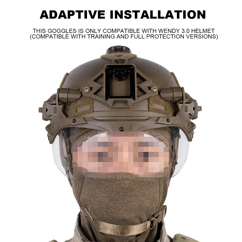 Casco táctico Wendy 3,0, gafas plegables para caza al aire libre, tiro, casco Airsoft, gafas de protección con montaje en riel, equipo de ciclismo - imagen 5