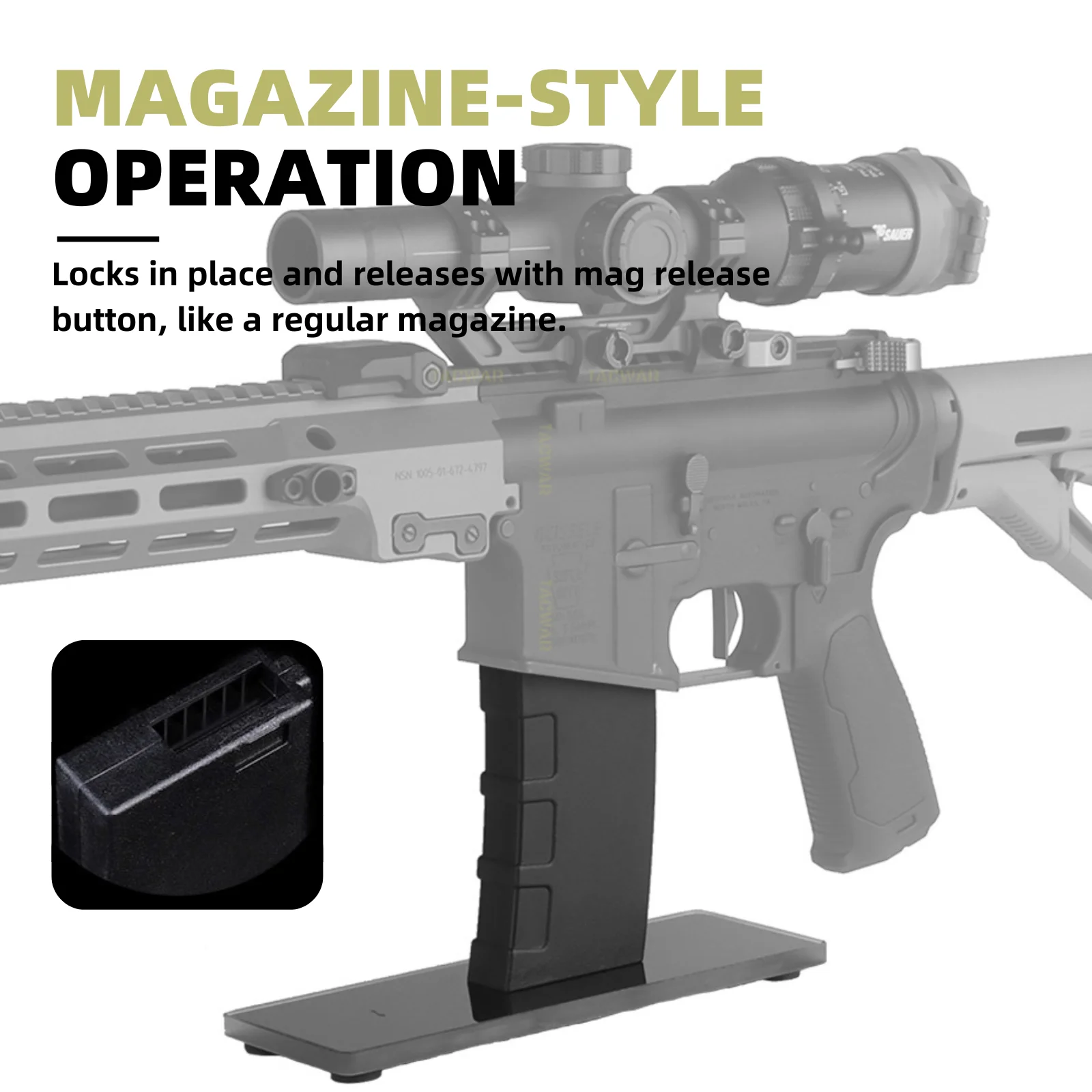 Soporte de exhibición AR Rack (GEL) con almohadilla antideslizante con Base de vidrio para M4 y AR15, soporte de Rifle estilo ABS Mag para accesorios Airsoft - imagen 3