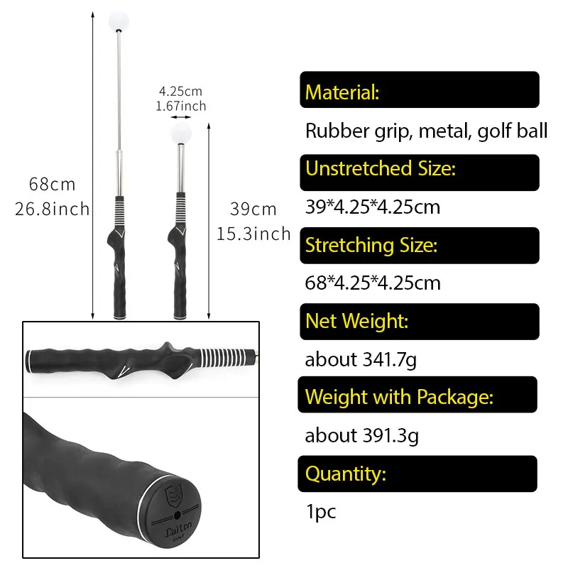 Entrenador de Swing de Golf, palo de Swing telescópico con clic en el sonido, postura correcta de la muñeca para entrenamiento de práctica principiante, agarre antideslizante - imagen 2