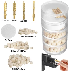 Kit de pellets de limpieza de pistola, 9mm.22.30cal, limpieza de Rifle de pistola, Kit de pellets de fieltro de lana de algodón con punta ranurada de latón para limpieza de pistola
