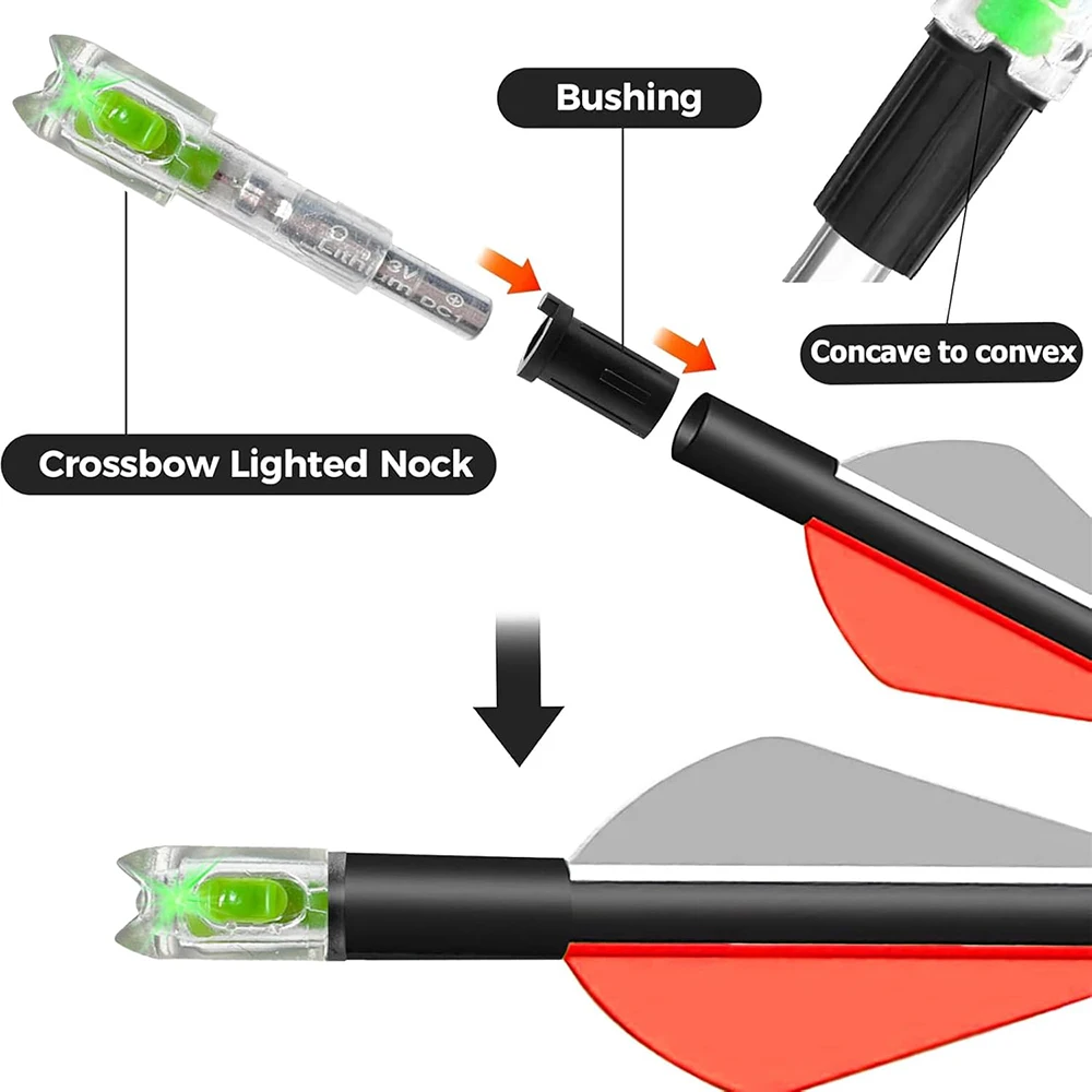 Coches iluminados de ballesta de tiro con arco para pernos con casquillos de.285”/.297”/.300”/.305” Luz de señal LED de cola de flecha Rojo Verde Azul Ye - imagen 4