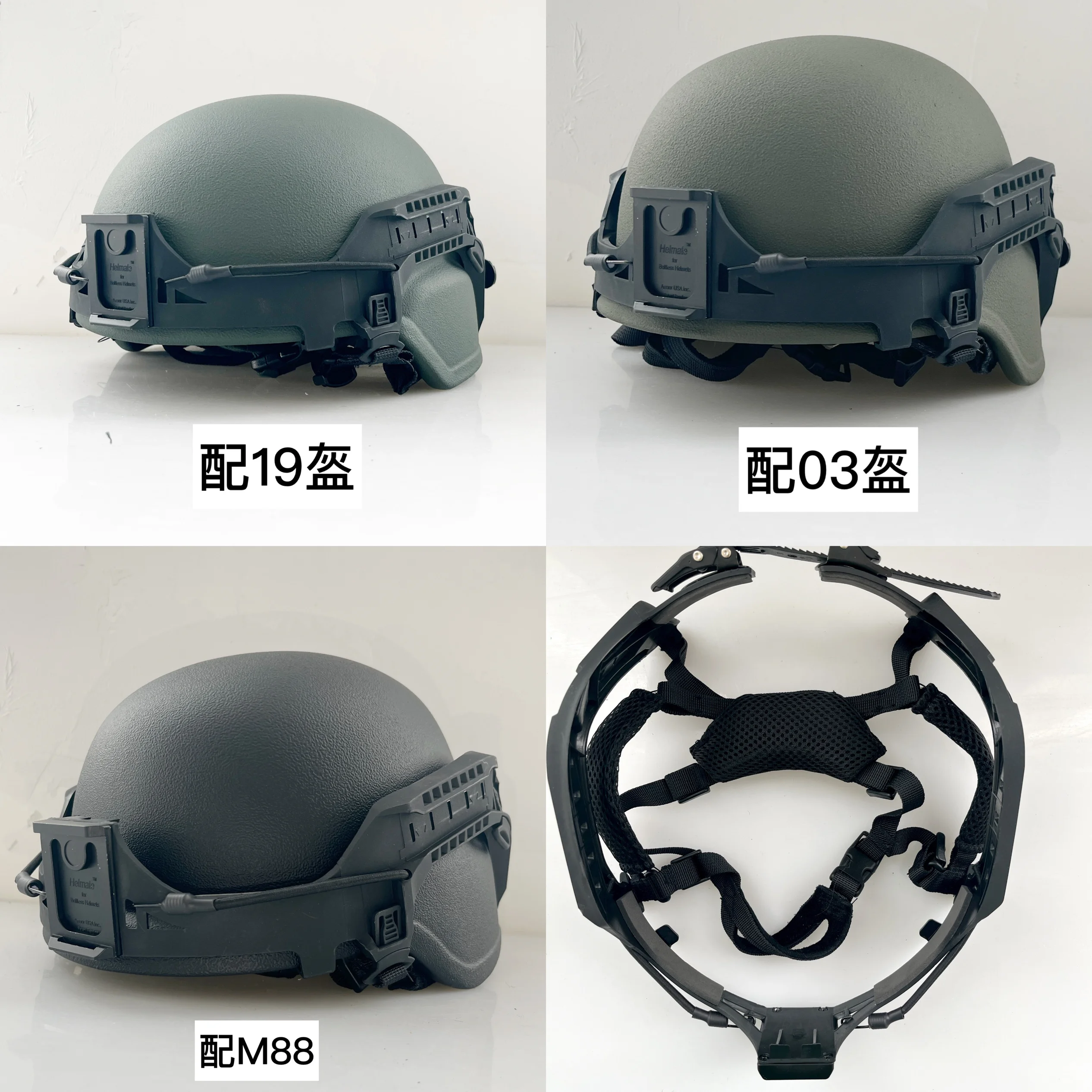 Casco airsoft táctico ajustable con carril y correa barbilla - imagen 4