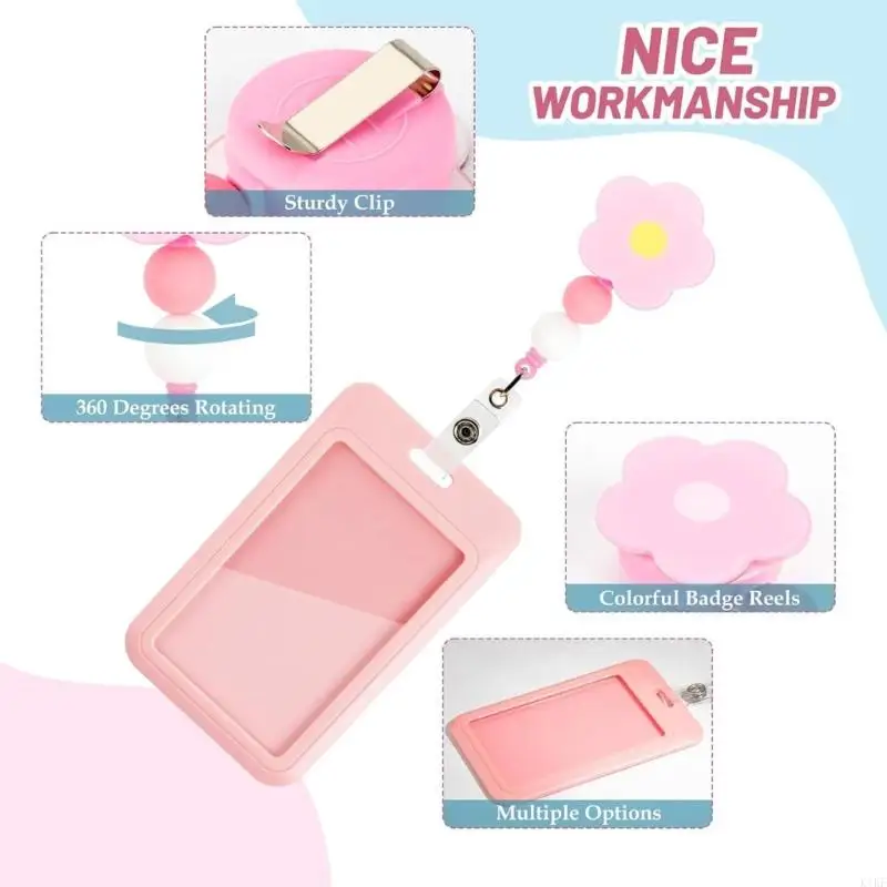 Portatarjetas retráctil, protectores tarjetas acción deslizante rápido para oficina y escuela, K1KF