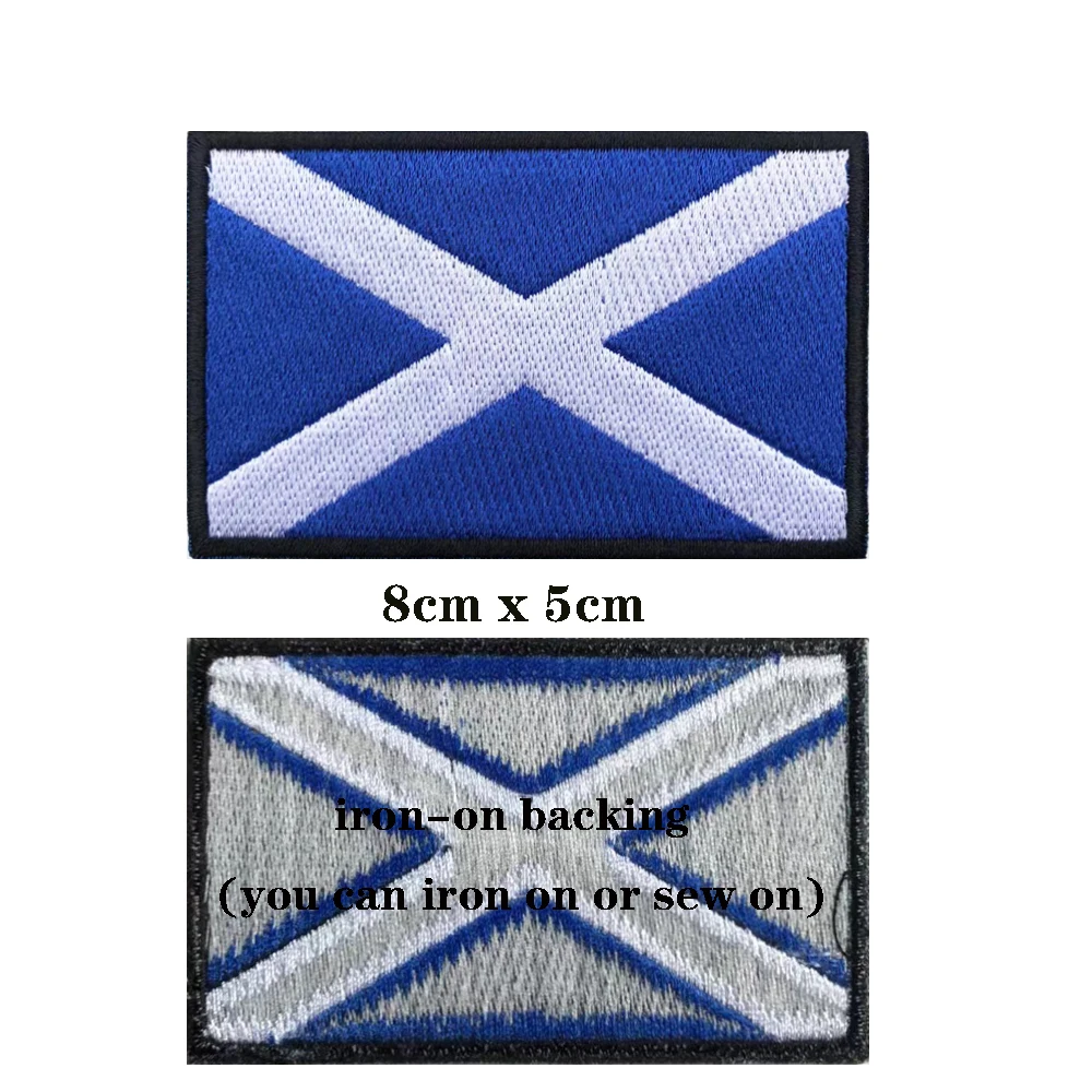 Parches bordados de la bandera escocesa de Escocia, banda de brazo, lazo de gancho o hierro, insignia bordada, raya militar, 1 unidad - imagen 2